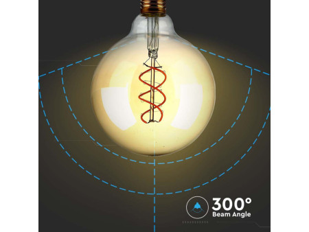 SKU 217415 VT-2085 V-TAC Lampadina LED E27 5W G125 Filamento Ambrato 1800K Dimmerabile
