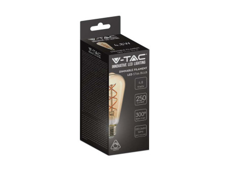 SKU 217416 VT-2065 V-TAC Lampadina LED E27 5W ST64 Filamento Ambrato 1800K Dimmerabile