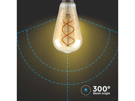 SKU 217416 VT-2065 V-TAC Lampadina LED E27 5W ST64 Filamento Ambrato 1800K Dimmerabile