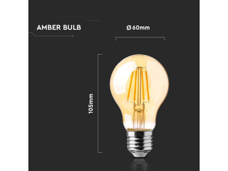 SKU 217457 VT-2123 V-TAC Lampadina LED E27 12W 110LM/W A70 Filamento Ambrato 2200K
