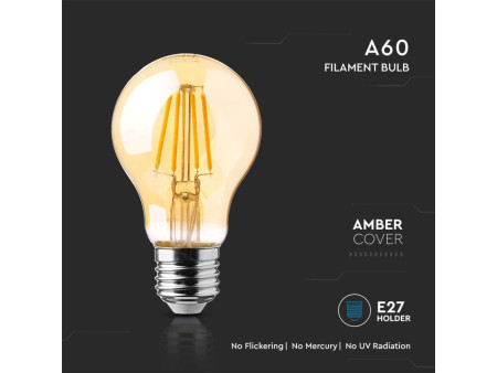 SKU 217457 VT-2123 V-TAC Lampadina LED E27 12W 110LM/W A70 Filamento Ambrato 2200K