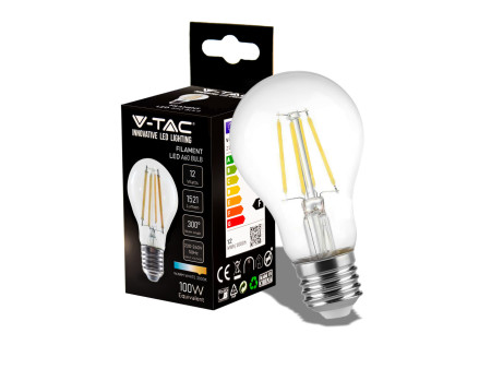 SKU 217459 V-TAC Lampadina LED E27 12W 125LM/W A60 Filamento 4000K