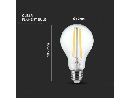 SKU 217458 VT-2133 V-TAC Lampadina LED E27 12W 125LM/W A60 Filamento 3000K