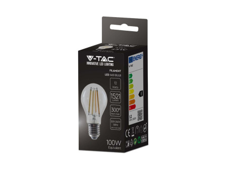 SKU 217460 VT-2133 V-TAC Lampadina LED E27 12W 125LM/W A60 Filamento 6500K