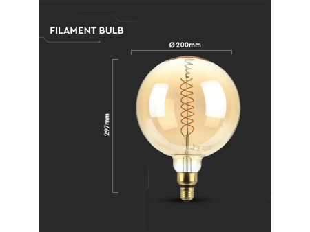 SKU 217462 VT-2158D-N V-TAC Lampadina LED E27 8W G200 Filamento 1800K Dimmerabile