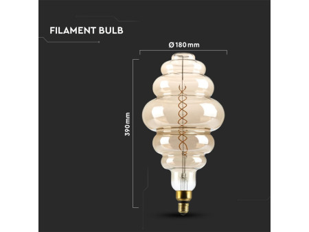 SKU 217465 VT-2188D V-TAC Lampadina LED E27 8W S200 Doppio Filamento Oscurato 1800K Dimmerabile