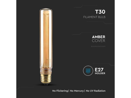 SKU 217473 VT-2162 V-TAC Lampadina LED E27 2W T30 Candela Filamento Ambrato Art 1800K