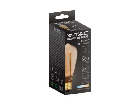 SKU 217474 VT-2185  Confronta V-TAC Lampadina LED E27 4W ST64 Filamento Ambrato Art 1800K
