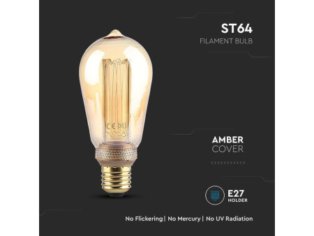 SKU 217474 VT-2185  Confronta V-TAC Lampadina LED E27 4W ST64 Filamento Ambrato Art 1800K