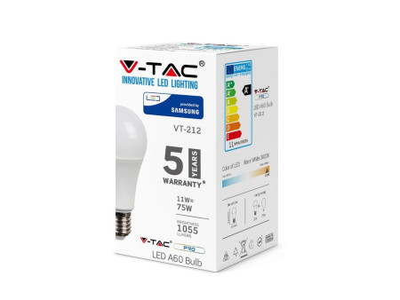 SKU 233 VT-212 V-TAC PRO Lampadina LED Chip Samsung E27 11W 100LM/W A60 6400K