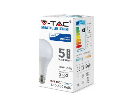 SKU 238 VT-233 V-TAC PRO Lampadina LED Chip Samsung E27 20W A80 4000K