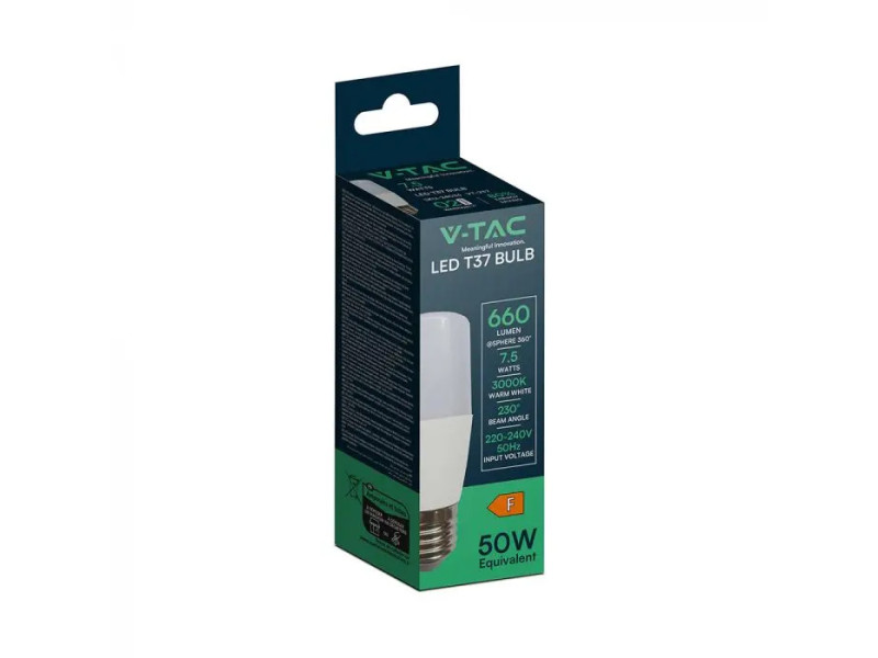 SKU 24033 VT-237 V-TAC Lampadina LED E27 7.5W T37 3000K