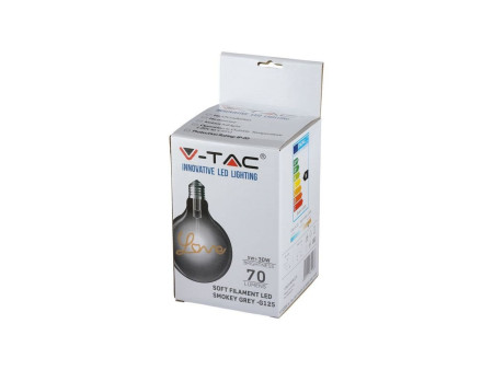 SKU 2700 VT-2205  Confronta V-TAC Lampadina LED E27 5W G125 Filamento Ambrato Scritta ❤LOVE❤ 2200K