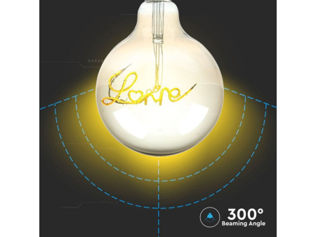 SKU 2700 VT-2205  Confronta V-TAC Lampadina LED E27 5W G125 Filamento Ambrato Scritta ❤LOVE❤ 2200K