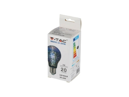 SKU 2704 VT-2203 V-TAC Lampadina LED E27 5W A60 Filamento 3D 3000K