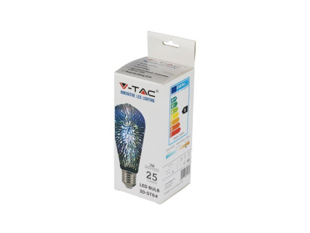 SKU 2705 VT-2223 V-TAC Lampadina LED E27 5W ST64 Filamento 3D 3000K