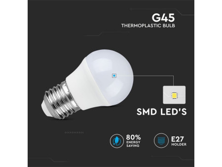 SKU 2731 VT-2256 V-TAC Lampadina LED E27 5,5W G45 4000K (Box 6 pezzi)