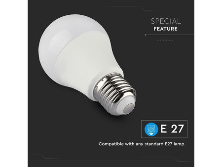 SKU 2751 VT-5119 V-TAC Lampadina LED E27 10W A60 Compatibile Google Home e Alexa con App V-Tac Smart RGB e 3 in 1 Dimmerabile