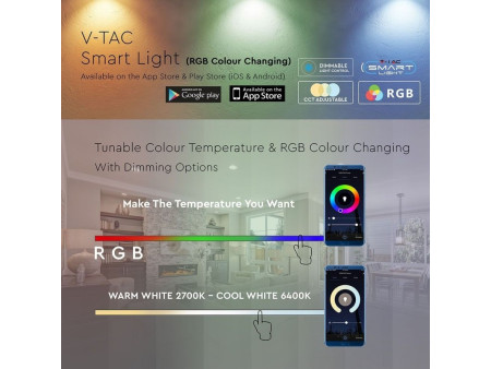 SKU 2752 VT-5113 V-TAC Lampadina LED E27 11W A60 Compatibile Google Home e Alexa con App V-Tac Smart RGB 3 in 1 Dimmerabile