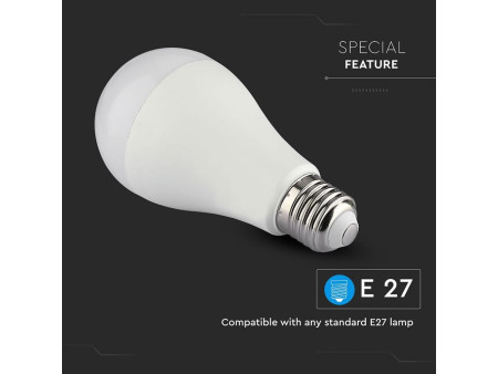 SKU 2753 VT-5117 V-TAC Lampadina LED E27 15W A60 Compatibile Google Home e Alexa con App V-Tac Smart RGB 3 in 1 Dimmerabile