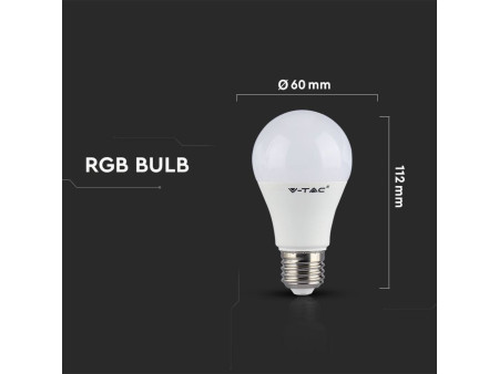 SKU 2768 VT-2229 V-TAC Lampadina LED E27 9W A60 con Telecomando RGB + 6400K