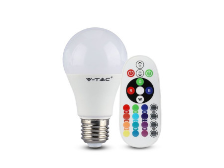SKU 2767 VT-2229 V-TAC Lampadina LED E27 9W A60 con Telecomando RGB + 4000K