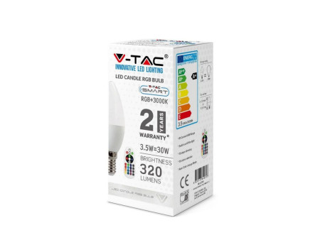 SKU 2770 VT-2214 V-TAC Lampadina LED E14 3,5W a Candela con Telecomando RGB + 4000K