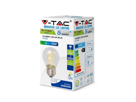 SKU 280 VT-244 V-TAC PRO Lampadina LED Chip Samsung E27 4W G45 Filamento 2700K