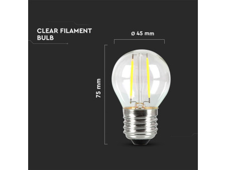 SKU 280 VT-244 V-TAC PRO Lampadina LED Chip Samsung E27 4W G45 Filamento 2700K