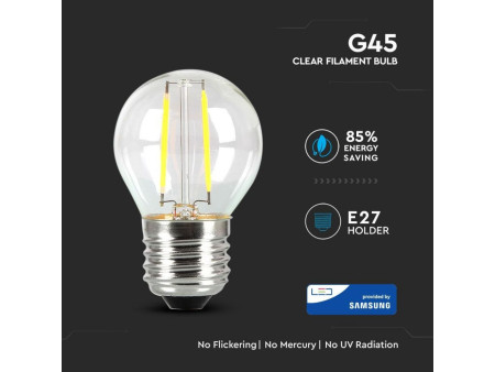 SKU 280 VT-244 V-TAC PRO Lampadina LED Chip Samsung E27 4W G45 Filamento 2700K