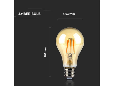 SKU 282 VT-214 V-TAC PRO Lampadina LED Chip Samsung E27 4W A60 Filamento Ambrato 2200K
