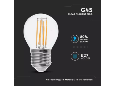 SKU 2842 VT-2366 V-TAC Lampadina LED E27 6W 100LM/W G45 Filamento 2700K