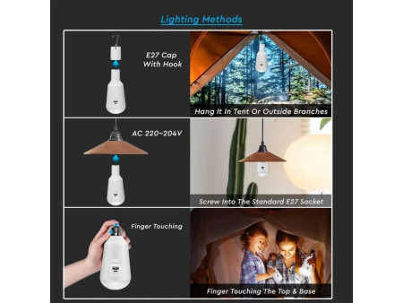 SKU 2857 VT-2417 V-TAC Lampadina LED ricaricabile con USB e Pannello Solare 7W CCT 3in1 IP20