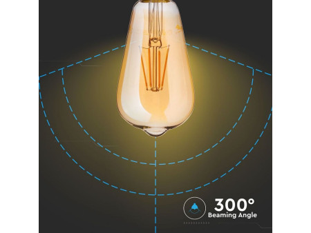 SKU 290 VT-276 V-TAC PRO Lampadina LED Chip Samsung E27 6W ST64 Filamento Ambrato 2200K