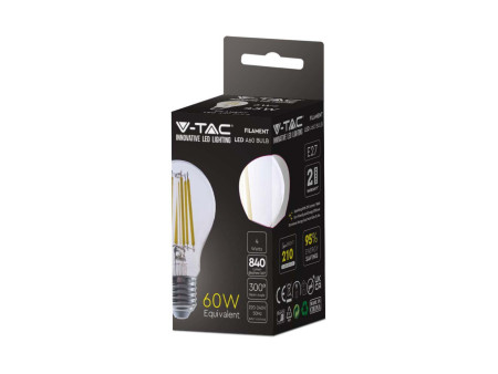 SKU 2991 VT-2334 V-TAC Lampadina LED E27 4W A60 Filamento Colore Trasparente 4000K