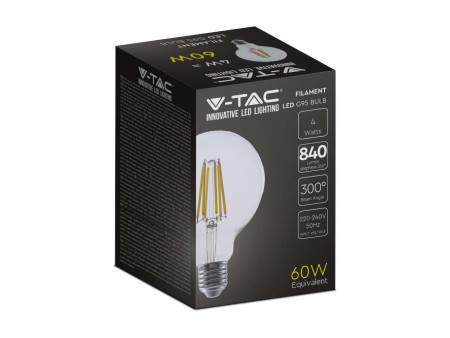 SKU 2994 VT-2354 V-TAC Lampadina LED E27 4W G95 Filamento Colore Trasparente 3000K