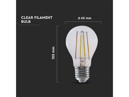 SKU 3001 VT-5137 V-TAC Lampadina LED E27 7W A60 Filamento Compatibile Google Home e Alexa con App V-Tac Smart 3 in 1 Dimmerabile