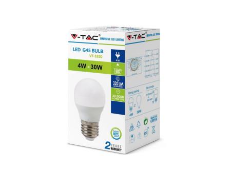 SKU 4162 VT-1830 V-TAC Lampadina LED E27 4W G45 4000K
