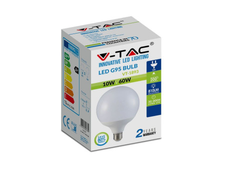 SKU 4278 VT-1893 V-TAC Lampadina LED E27 10W G95 6000K