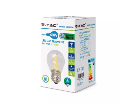 SKU 4427 VT-1980 V-TAC Lampadina LED E27 4W 100LM/W G45 Filamento 4000K