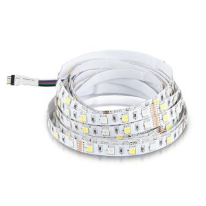 12V 8W/m  LUCE RGB + 3000KIP20 Strip LED SMD5050  5m 60 LED/m  IP20 10mm