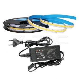 24V  LUCE 6000K BIANCA   Kit Strip LED 512 COB12W  5 METRI IP20  1000LM/M