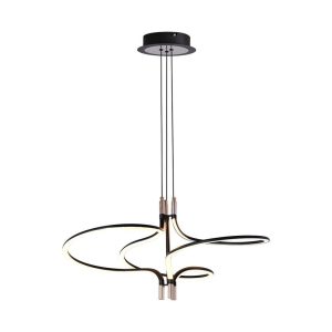 Lampadario LED 30W LUCE 3000K CALDA   a Sospensione  dal Design Moderno in Metallo Colore Nero e Oro H1200x560mm