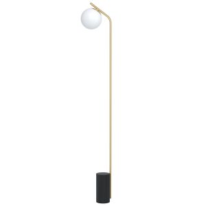 sku 39981 piantana Materiale metallo Colore struttura: nero, ottone Materiale diffusore vetro opale Colore diffusore bianco
