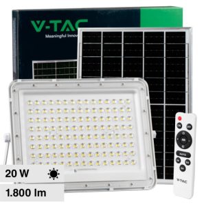 180W LUCE 6400K BIANCA   Faro LED con Telecomando e Pannello Solare 20W Batteria sostituibile Cavo da 3m Colore Bianco