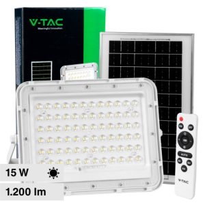 120W LUCE 6400K BINCA Faro LED con Telecomando e Pannello Solare 15W Batteria sostituibile Cavo da 3m Colore Bianco
