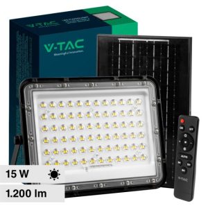 120W  LUCE 4000K NATURALE   Faro LED con Telecomando e Pannello Solare 15W Batteria sostituibile Cavo da 3m Colore Nero