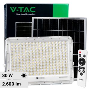 240W LUCE  6400K BIANCA  Faro LED con Telecomando e Pannello Solare 30W Batteria sostituibile Cavo da 3m Colore Bianco