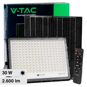 240W  LUCE  6400K BIANCA   Faro LED con Telecomando e Pannello Solare 30W Batteria sostituibile Cavo da 3m Colore Nero