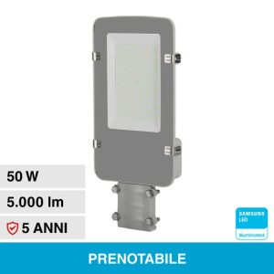 50W  LUCE 4000K NATUARALE   V-TAC PRO Armatura Stradale LED Chip Samsung Colore Grigio IP65